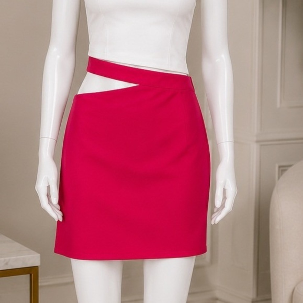 Nasty Gal Womens Mini Skirt Pink Cutout Waist Tulip Hem Medium